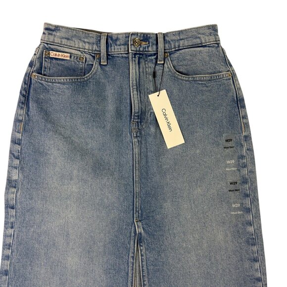Calvin Klein Maxi Denim Skirt Women’s Size 8 / 29 Blue High Waist Long Jean Skir - Picture 4 of 16